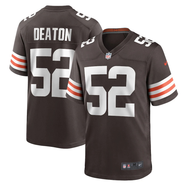 mens nike dawson deaton brown cleveland browns game player jersey